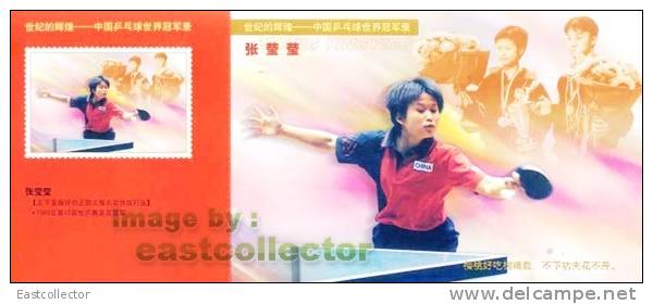 China Pre-stamped Card Postal Stationery Table Tennis (ping Pong ) World Champion -- Zhang Yingying - Tennis De Table