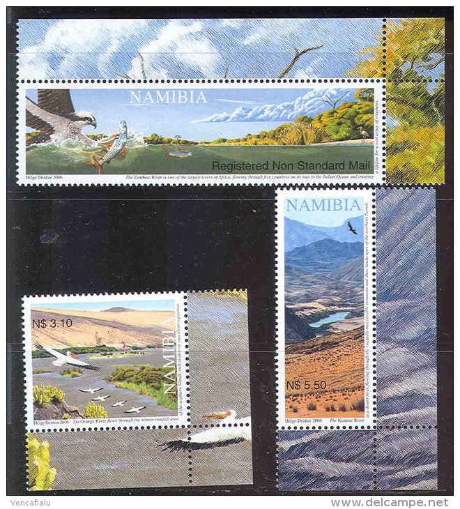 Namibia 2006 - Eagle And Pelicans, Set Of 3 Stamps, MNH - Pelicans