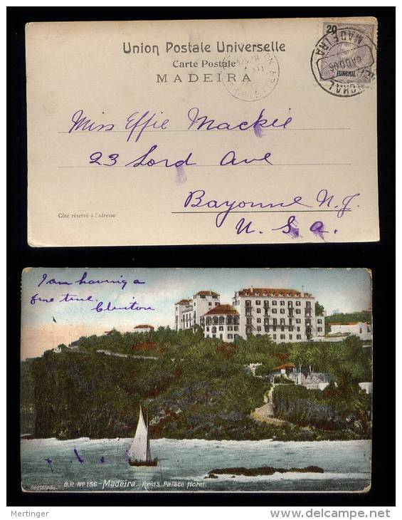 Portugal FUNCHAL 1906 Picture Postcard To USA Reids Palace Hotel - Funchal