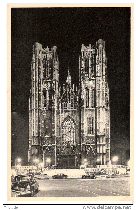 Publicité-Chocolat Martougin-Bruxelles-Eglise Ste-Gudule-Illumination-Vieilles Voitures-Oldtimer- Vintage Cars - Publicidad