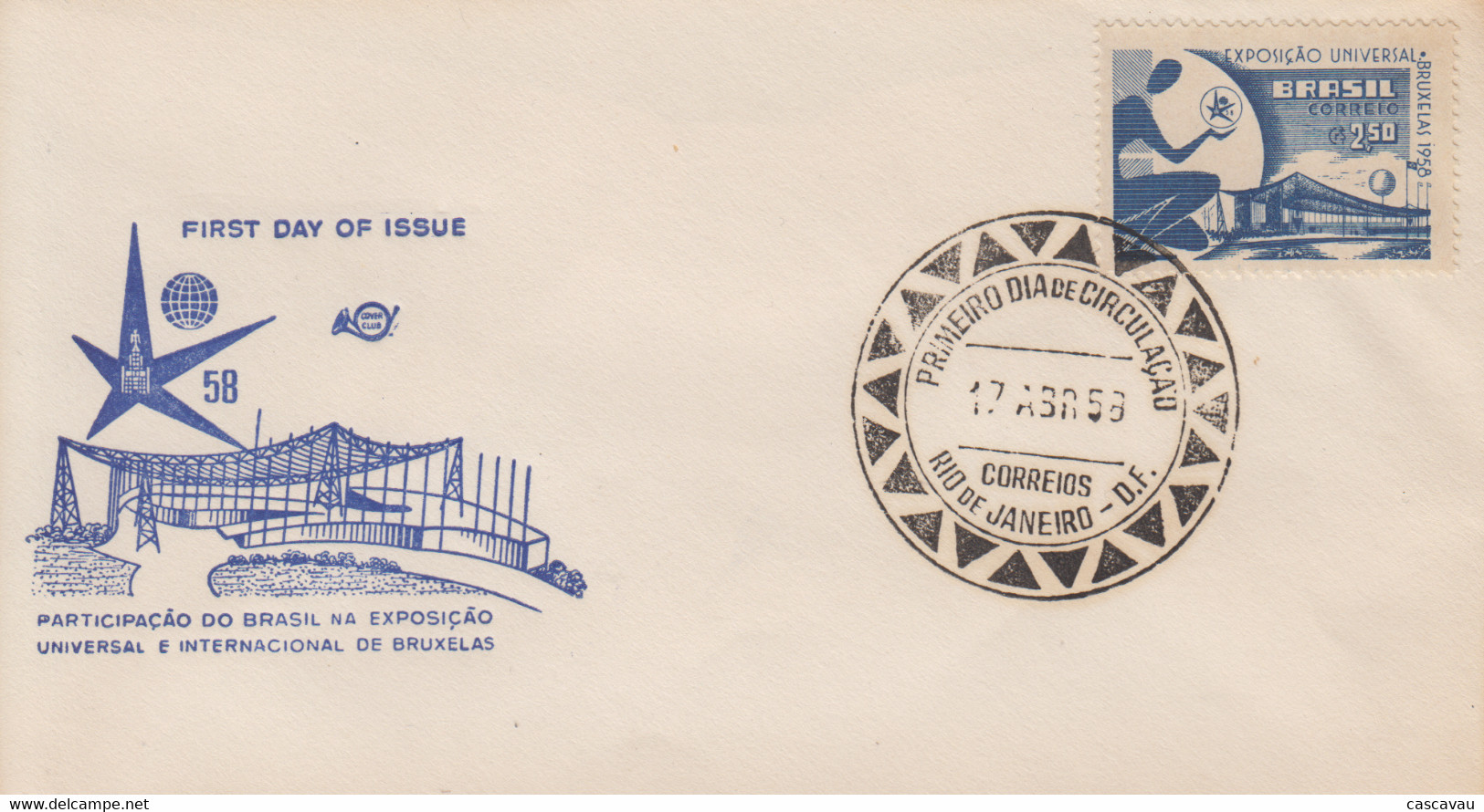 Enveloppe  FDC  1er  Jour   BRESIL     Exposition  Universelle  BRUXELLES   1958 - 1958 – Brussel (België)