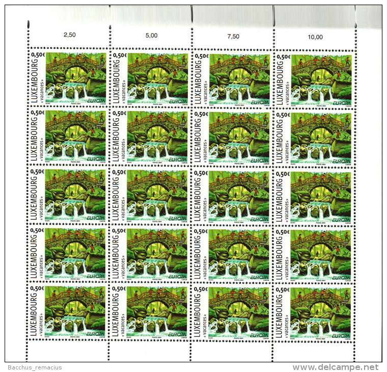 Luxembourg Feuille De 20 Timbres à 0,50 Euro Vacances Schiessentümpel. EUROPA 2004. - Hojas Completas