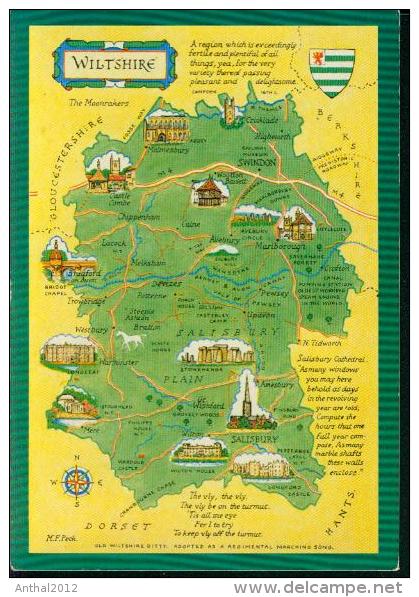 Landkarte Carte Landscape Map Wiltshire Flag Salisbury Plain 5.1.1986 - Autres & Non Classés