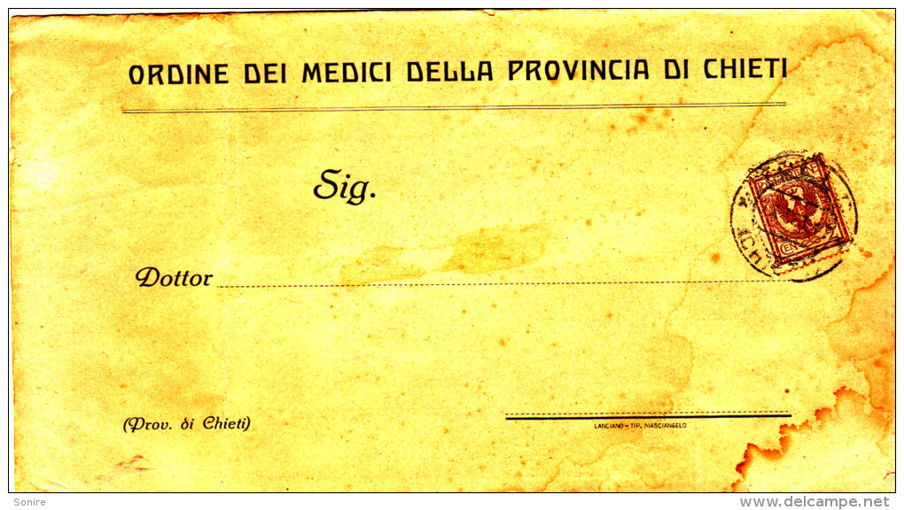 1917 STORIA POSTALE ORDINE DEI MEDICI DELLA PROVINCIA DI CHIETI - Marcofilía