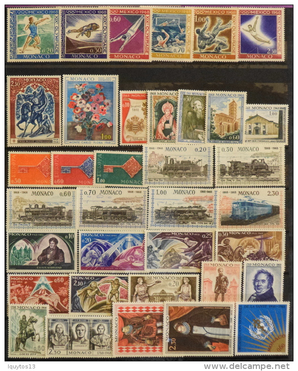 MONACO -  ANNEE COMPLETE 1968 : 36 TIMBRES NEUFS**Luxe Sans Charniére - Années Complètes