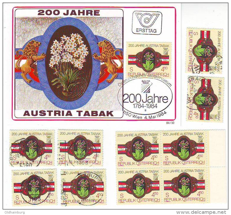 1033z5: Österreich 1984, Austria Tabak, Tabakpflanze, Maximumkarte Plus **/o Ausgaben - Tabak