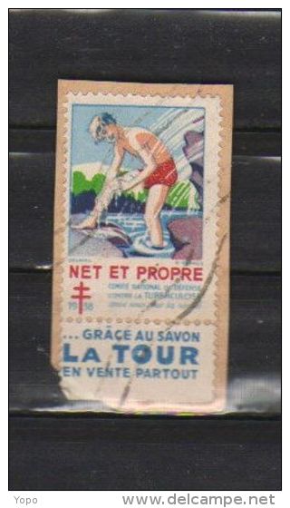 1 Timbre Vignette 1938 Antituberculeux Avec Bande Publicitaire Savon LA TOUR - Antituberculeux