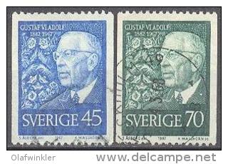 1967 King Gustav VI Adolf Mi 594-5 / Facit 616-7A / Sc 765-6 / YT 578-9 Used / Oblitéré / Gestempelt [hod] - Oblitérés