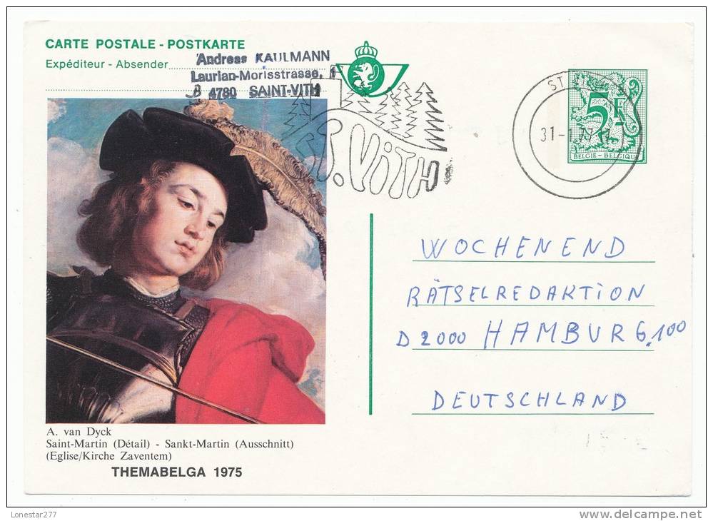 BELGIUM BELGIË BELGIQUE POSTAL STATIONERY POSTAL CARD THEMABELGA 1975 (1977) - Illustrierte Postkarten (1971-2014) [BK]