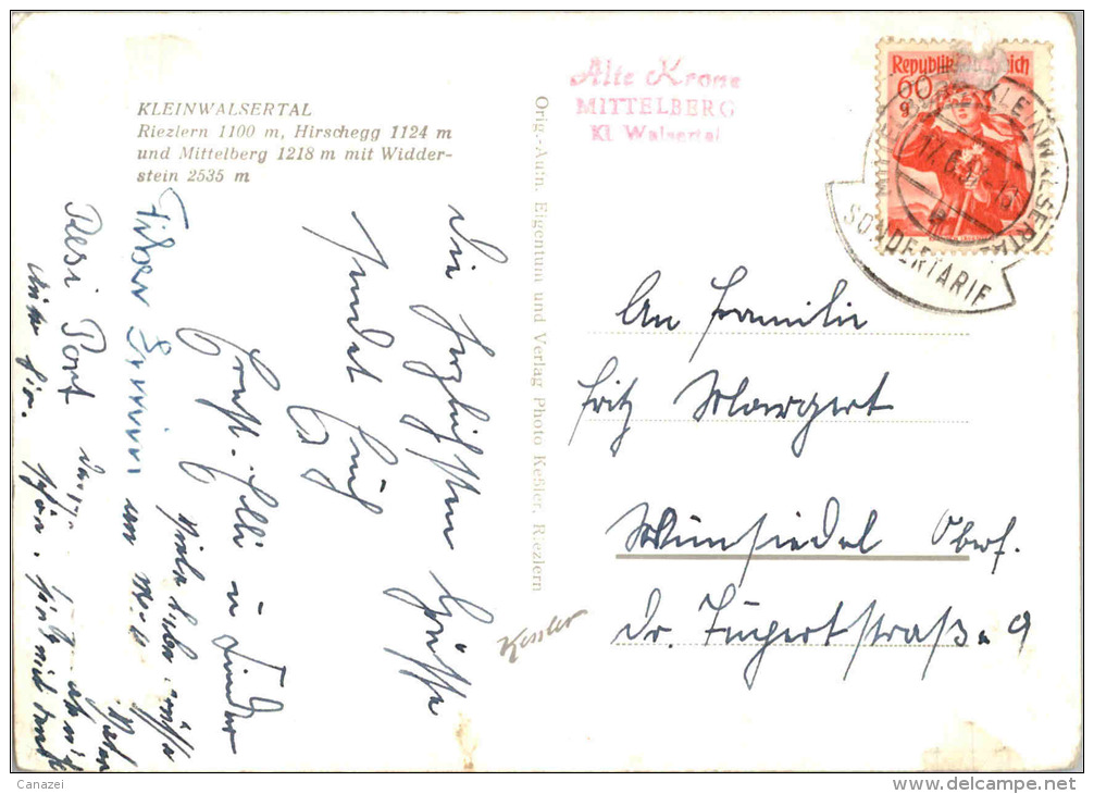 AK Kleinwalstertal, Kleines Walsertal, Riezlern, Hirschegg, Mittelberg, Gel 1957 - Kleinwalsertal