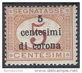 1919 TRENTO E TRIESTE SEGNATASSE 5 CENT MH * - RR11834 - Trente & Trieste