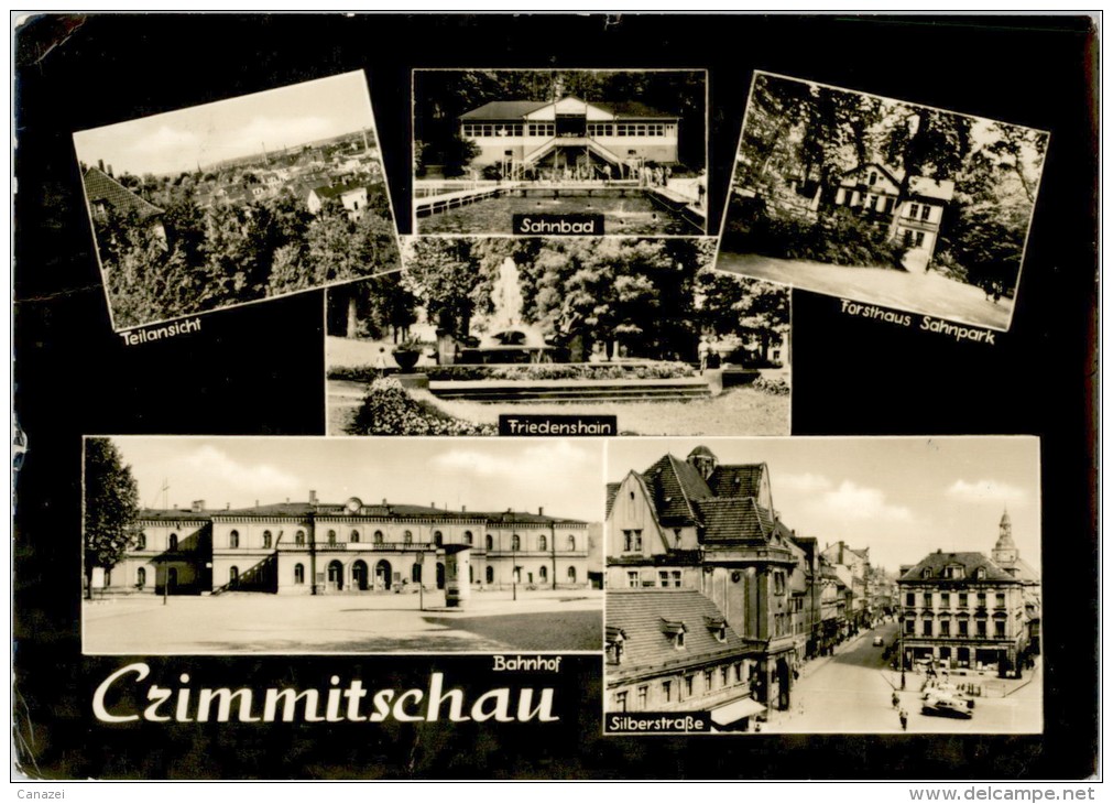 AK Crimmitschau; Bahnhof, Silbertstr, Sahnbad, Forsthaus, Friedenshain, Gel,1975 - Crimmitschau