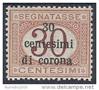 1919 TRENTO E TRIESTE SEGNATASSE 30 CENT MH * - RR11834 - Trente & Trieste