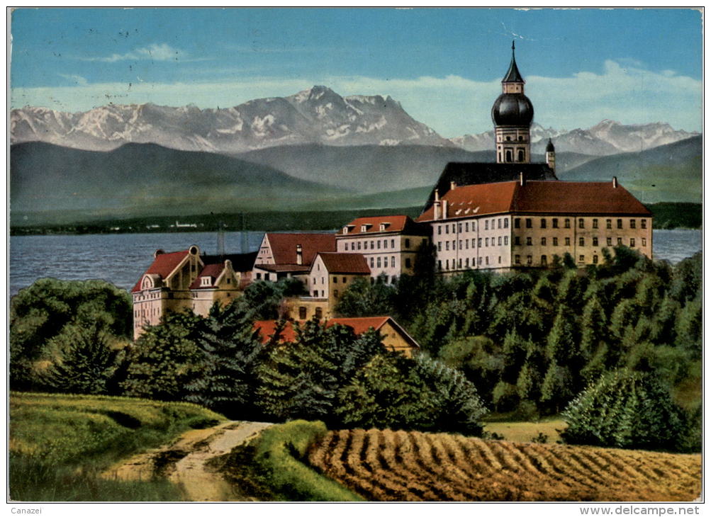 AK Kloster Andechs Mit Ammersee Und Zugspitze, Gel Ca 1980 - Zugspitze