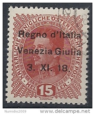 1918 VENEZIA GIULIA USATO 15 H - RR11840 - Vénétie Julienne