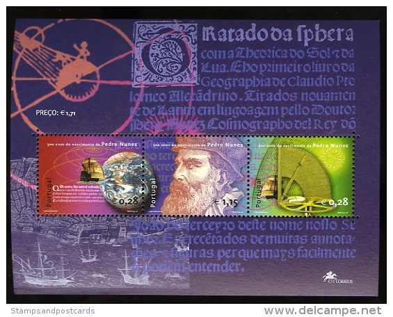 Portugal Pedro Nunes Astronome Et Mathématicien Astronomie 2002 Yv. Bloc 179 ** 500th Pedro Nunes Astronomy S/s 2002 ** - Neufs