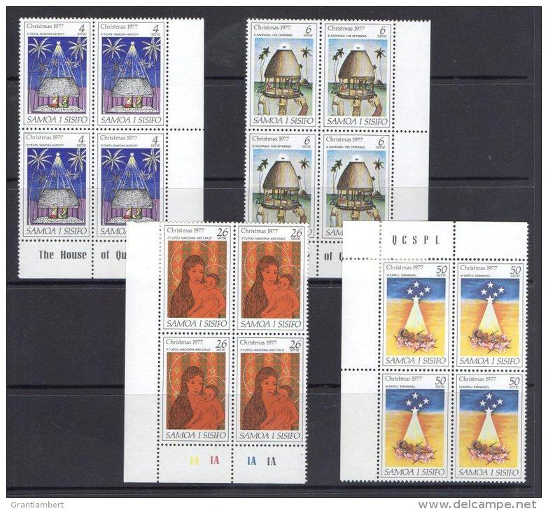 Samoa 1977 Christmas Set As Blocks Of 4 MNH - Samoa (Staat)