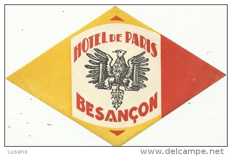 Etiquette De Bagage -  HÔTEL DE PARIS - BESANCON (FRANCE) - Hotel Labels