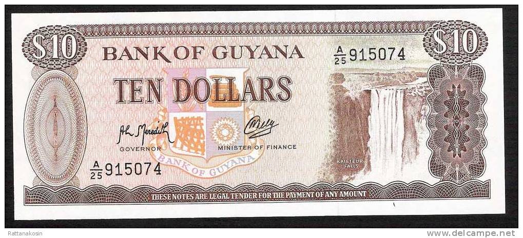 GUYANA P23f   10  DOLLARS   1992  Signature 9  UNC. - Guyana