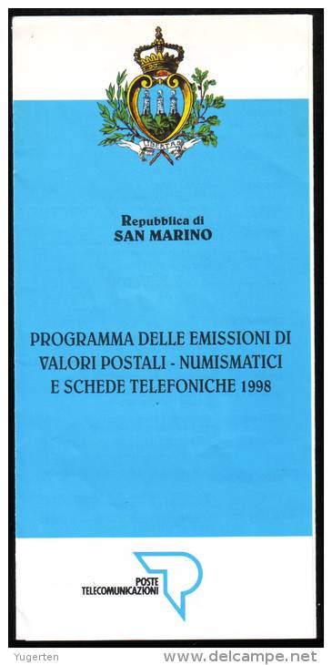 Saint Marin San Marino 1998 - Notice Philatélique - Programmi - Philatelic, Numismatic Issues - Programme - Briefe U. Dokumente