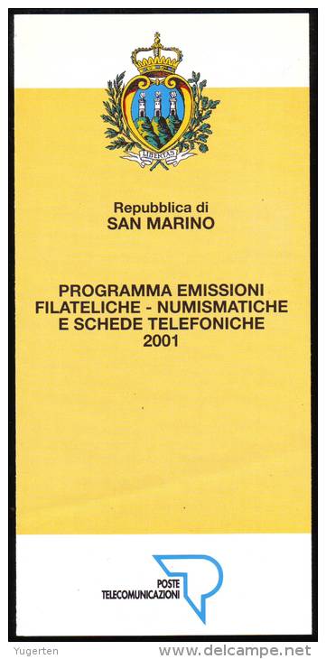 Saint Marin San Marino 2001 - Notice Philatélique - Programmi - Philatelic, Numismatic Issues - Programme - Brieven En Documenten