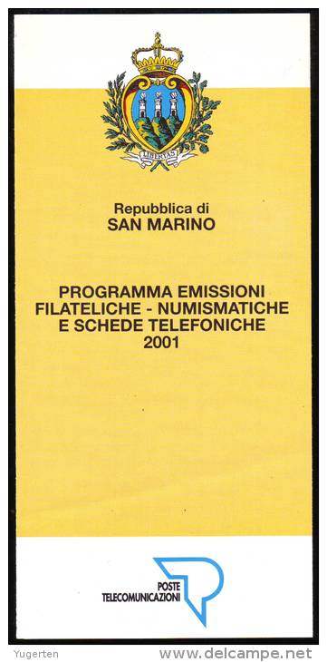 Saint Marin San Marino 2001 - Notice Philatélique - Programmi - Philatelic, Numismatic Issues - Programme - Lettres & Documents