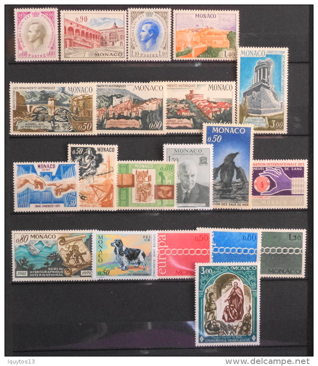 MONACO -  ANNEE COMPLETE 1971 : 20 TIMBRES NEUFS**Luxe Sans Charniére - Full Years