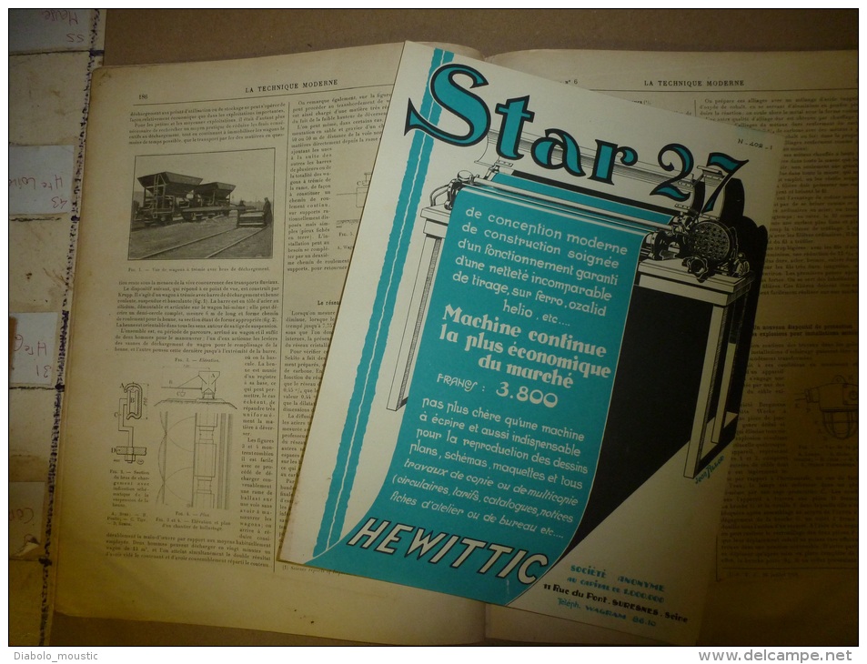 15 Mars 1929  LA TECHNIQUE MODERNE  Et : Pubs Volantes; Les Remorques à 16 Roues Routes Et Rails; La Sphère à Diabétique - 1900 - 1949