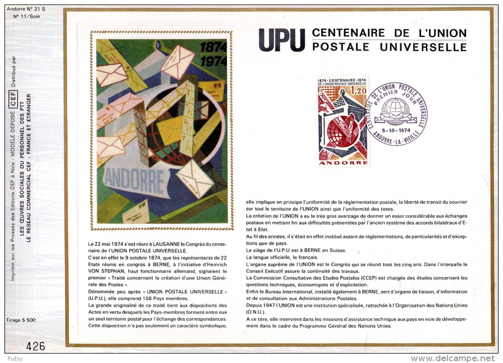 UPU. Centenaire De L'union Postale Universelle. Feuillet 310 X 21,5. - Hojas Bloque