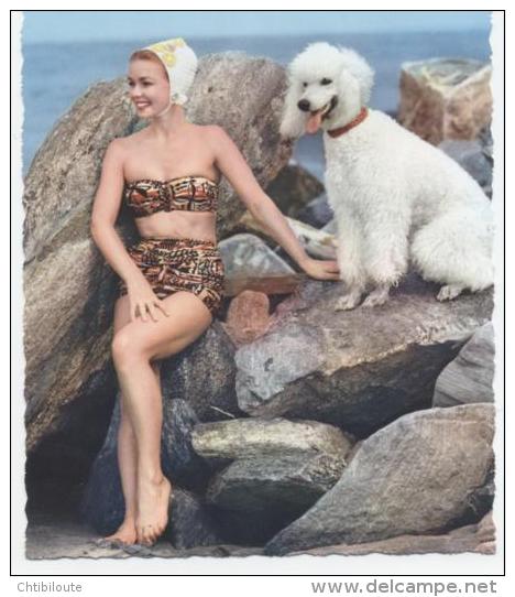 PIN  UP AVEC CHIEN   "  "  ANNEE 60  CPSM / CPM  10 X 15  NEUVE - Pin-Ups