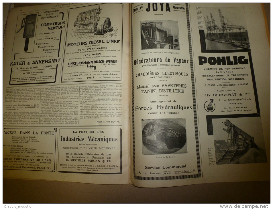 1er novembre 1929  LA TECHNIQUE MODERNE  et : Une Locomotive de Madagascar;L'usine de WALCHENSEE; Dispositif de décharg