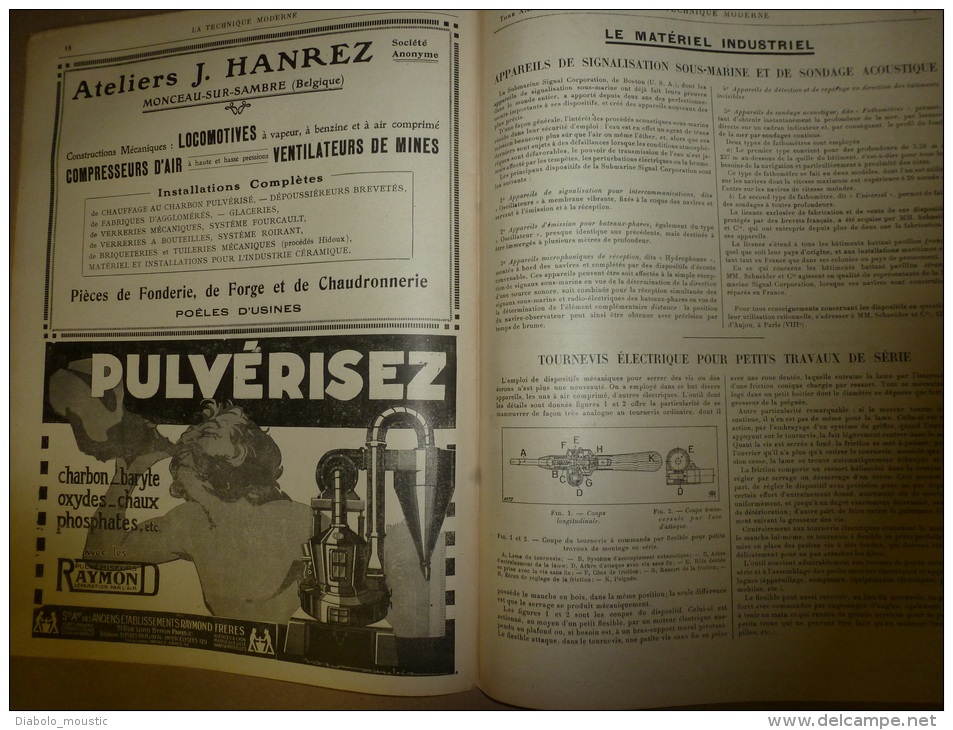 15 Avril 1929  LA TECHNIQUE MODERNE  Et : Chemins De Fer ; Signalisation Sous-marine Et Sondage Acoustique...etc........ - 1900 - 1949