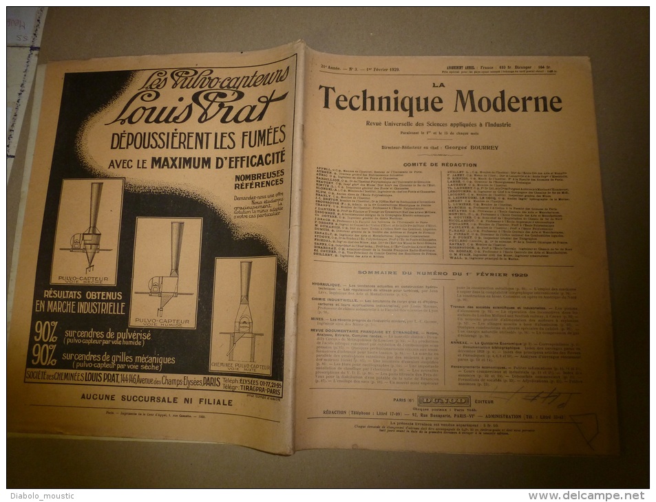 1er Février 1929  LA TECHNIQUE MODERNE  Et : Machines à Vapeur; A La Gare Saint-Lazare;Piccadilly-Circus Métro (Londres) - 1900 - 1949