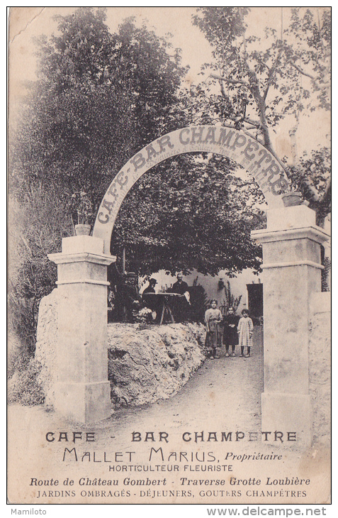 MARSEILLE, CHATEAU GOMBERT " Café Bar Champetre MALLET MARIUS, Propriétaire Horticulteur Fleuriste " CPA Trés Rare - Quartieri Nord, Le Merlan, Saint Antoine