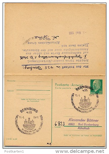 STADTWAPPEN AUSSTELLUNG BERNBURG 1969  DDR P77 Postkarte Mit Antwort - Briefe U. Dokumente