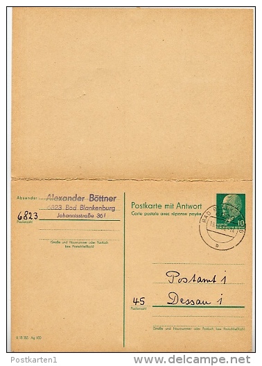 FESTWOCHE PIONIERORGANISATION Dessau 1968  DDR P77 Postkarte Mit Antwort - Postcards - Used