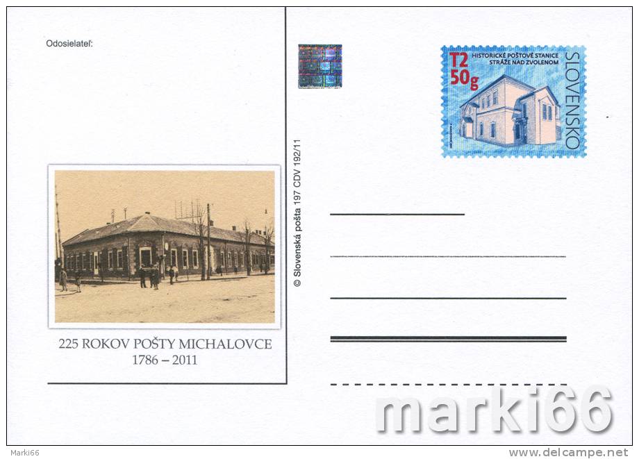 Slovakia - 2011 - 225 Years Of Michalovice Post - Official Postcard With Original Stamp And Hologram - Cartes Postales