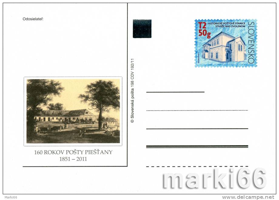 Slovakia - 2011 - 160 Years Of Piestany Post - Official Postcard With Original Stamp And Hologram - Postales