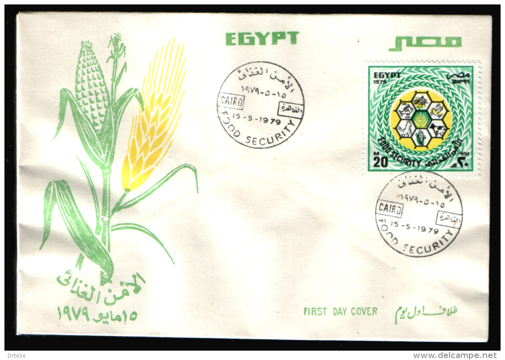 EGYPT / 1979 / FOOD SECURITY / HONEYCOMB / BIRD / FISH / HEN / COW / MAIZE / FDC - Brieven En Documenten