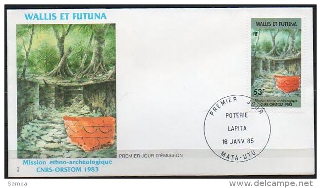 Wallis Et Futuna 1985 322 FDC - Mission Ethno-archéologique CNRSS-ORSTOM - Fouille Et Poterie Lapita - FDC