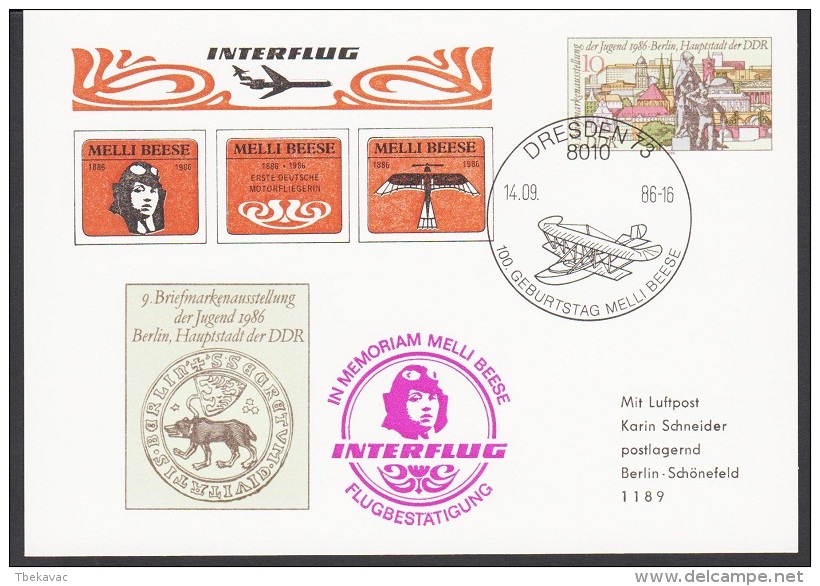 Germany GDR 1986, Postal Stationery Dresden To Berlin - Postcards - Used