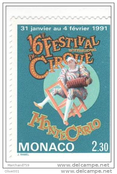 Monaco Y & T  N° 1753 XVIème Festival Internationale Du Cirque De Monte-Carlo  Année 1991 Neuf ** Sans Trace  Exc : 2675 - Zirkus