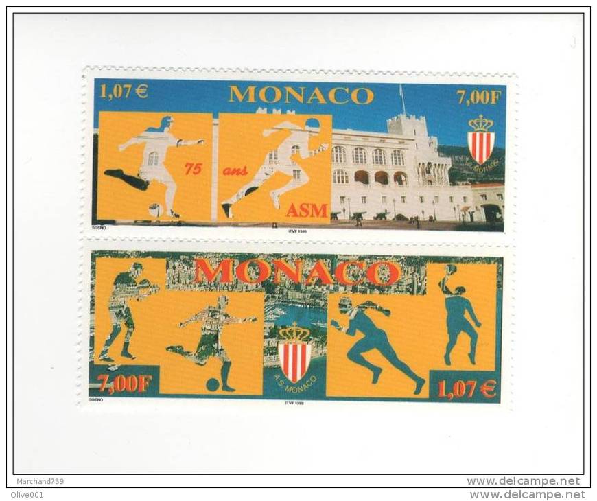 Monaco  Y & T N° 2196 / 2197 Anv De L' ASM Année 1999 Neuf ** Sans Trace Luxe MNH Exc : 2678 - Clubs Mythiques