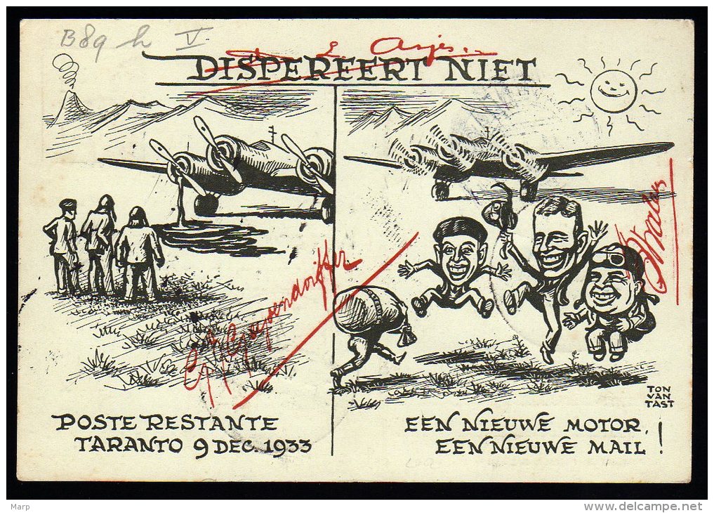 1933/34 Netherlands Very Nice  Flight Card To The Crew From The Pander Postjager With Signatures. - Other & Unclassified