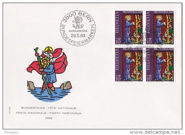 FDC - Switzerlan  - 1969 - PRO Patria  (10+10) - Lettres & Documents