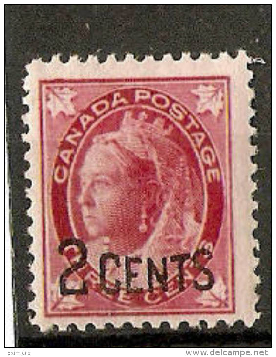 CANADA 1899 2c On 3c CARMINE SG 171  MOUNTED MINT Cat £22 - Unused Stamps