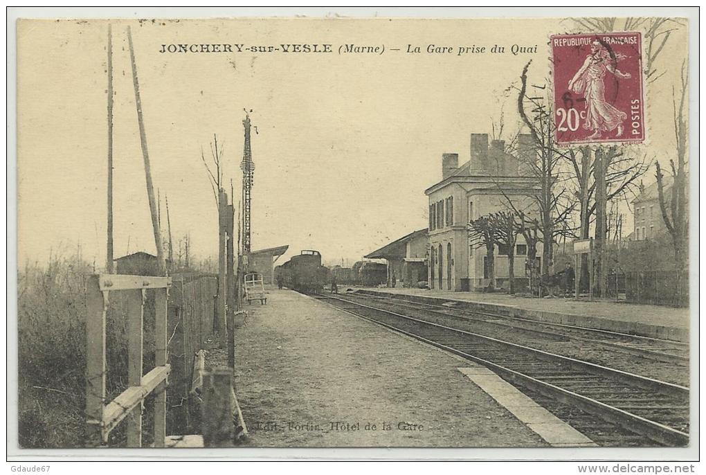 JONCHERY SUR VESLE (MARNE - 51) - CPA - LA GARE PRISE DU QUAI - TRAIN - Jonchery-sur-Vesle