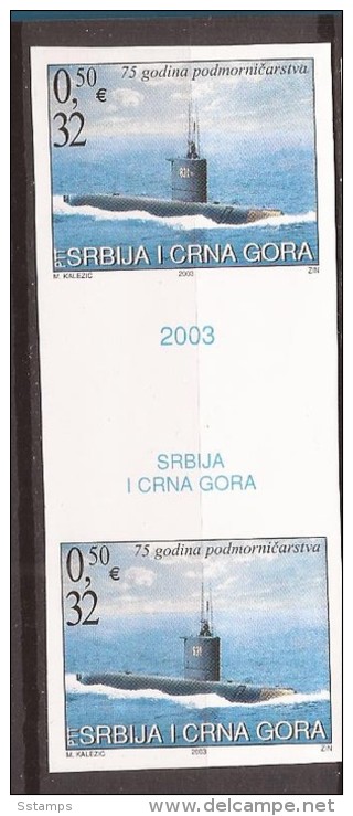 2003 X DCYUBGD 3168 JUGOSLAVIJA SRBIJA SERBIA UNTERSEEBOOT SUBMARINE  RRR IMPERFORATE  RRR MNH - Sous-marins