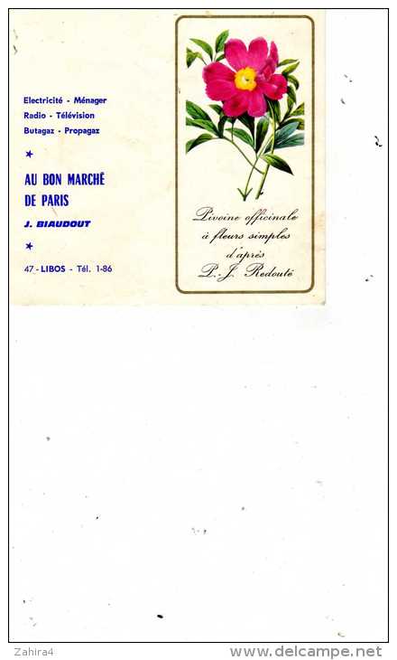 Au Bon Marché De Paris - J. Biaudout , 47 Libos - Pivoine Officinale à Fleurs Simples D'aprés P.J.Redouté - Kleinformat : 1961-70