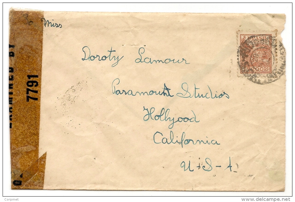 DOROTY LAMOUR - PARAMOUNT STUDIOS - 1943 DOUBLE CENSORED COVER Sent To The Artist From BRAZIL - Cinéma
